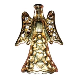 Woman Angel Pin Brooch, Gold-toned, Pre-owned